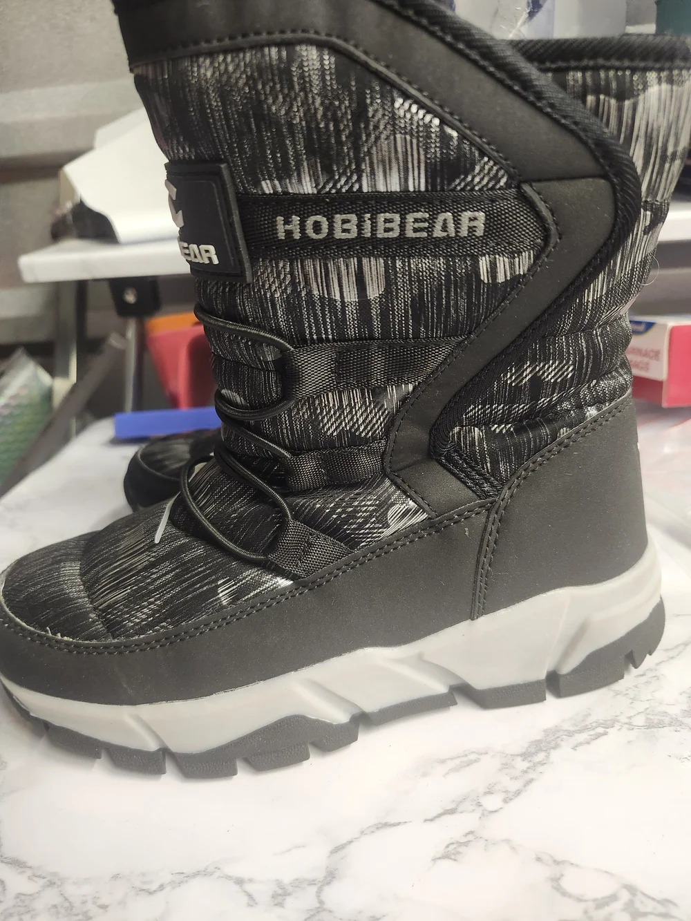 Hobibear Kids Snow Boots AW3771 Black & White Kids Size 2 And A Half Like New